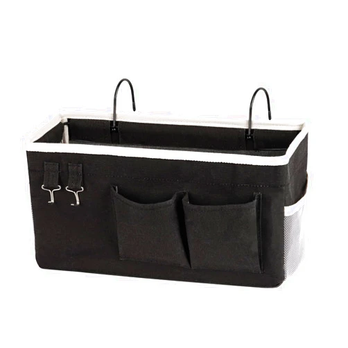 Ozzptuu Bedside Storage Caddy/Bedside Hanging Storage Bag for Headboards Bunk Beds Dorm Rooms Book Phone Magazine Holder (Black)