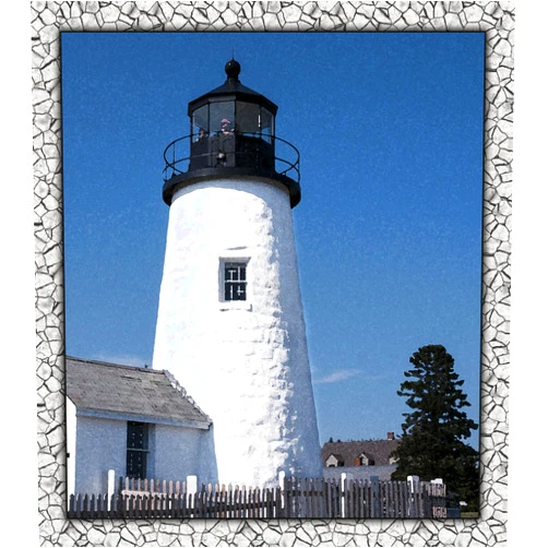 Generic Framed Pemaquid Lighthouse Fabric Panel - OCE-033, Panel Size is 12.5” X 13.5”, Quality Quilting Cotton