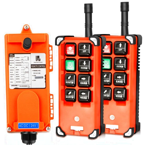 Cuilvu Wireless Crane Remote Control DC 24V 8 Buttons Electric Lift Hoist Industrial Crane Transmitter and Receiver Switch Overhead Tower Bridge Crane Winch (2 Transmitter + 1 DC 24V Receiver)