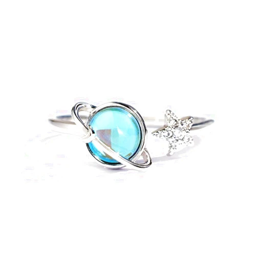 OIDIMS Rotatable Planet Ring for Daughter Anxiety Relief Spinner Fidget Rings Stress Fashion Star Moon Rings Unique Encouragement Gifts for Women Teen Girls Cubic Zirconia Promise Band Dainty Stacking