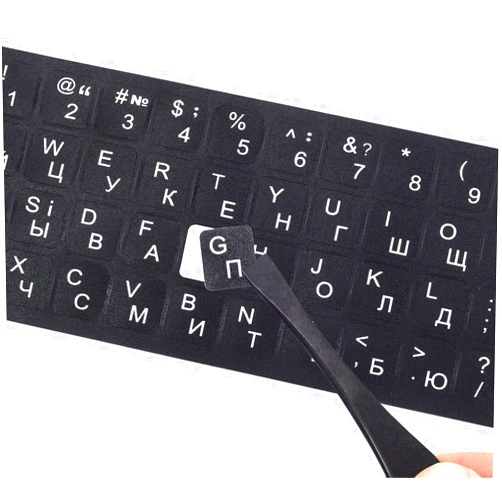 DAMMOMKO 2PCS Ukrainian Keyboard Stickers with Tweezer - Ukraine Sticker Black Background with White Lettering, Russian Belarus Keyboard Letters Replacement Stickers for Laptop Notebook PC Desktop Computer