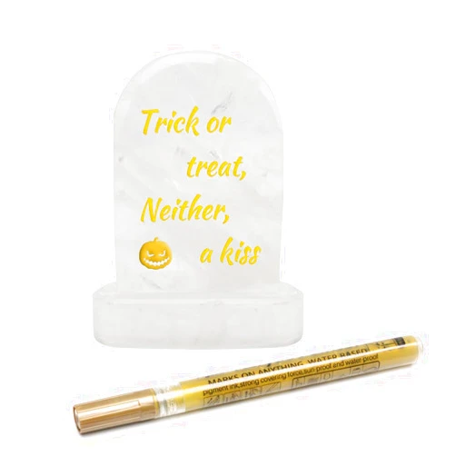 Paseisaku Halloween Tombstone Decoration Carved Statue Figurine - Personalized Stone Quartz Monument Reiki Healing-Crystal Memorial Stone- Worry Stone- Sympathy Condolences-with Marker wipeable (Clear Quartz)