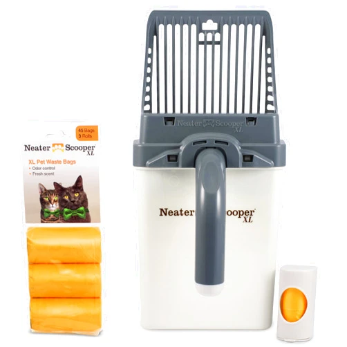 Neater Pet Brands Neater Pets Neater Scooper XL Cat Litter Scoop, 60 Refill Bags – Extra-Large Capacity Mess-Free Cat Litter Scooper with Bag for Large & Multiple Cats, Spill-Proof Litter Box Scooper with Scoop Holder