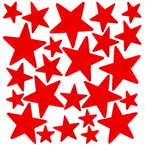 WILDREEDS 24 Pieces Star Iron on Patches, Star Embroidered Patch for Clothing, T-Shirt, Backpacks, Hats, Jeans, Jackets (Red)