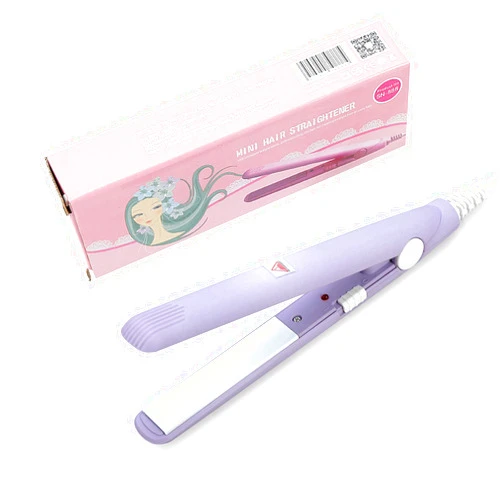 Greensen Ceramic Mini Hair Curler Mini Hair Straightener, Ceramic Mini Curler for Short Hair 2 in 1 Flat Iron for Hair Portable Hair Iron Straightener with Ceramic Plates for Travel, 2.8