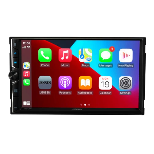 Jensen J3CA7W 7-inch Certified Apple CarPlay Android Auto Wired or Wireless | Double DIN Touchscreen Car Stereo Radio | Bluetooth | Backup Camera Input | USB Playback & Charge