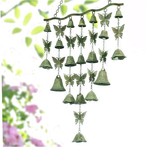 SUNNYPARK Butterfly Wind Chimes for Outside, Large Strung Verdigris Windchimes with Wrought Iron Bell for Garden, Patio, Porch Outdoor Decor, Memorial Sympathy