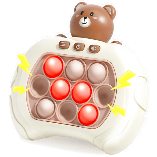 ROSEORGUN Handheld Games for Kids Fidget Toys, Fast Push Light Up Bubble Game, Quick Push Game Toy, Kids Road Trip Essentials, Sensory Toys Travel Toys Xmas Birthday Gifts for Boys Girls Teens Adults, Bear Red