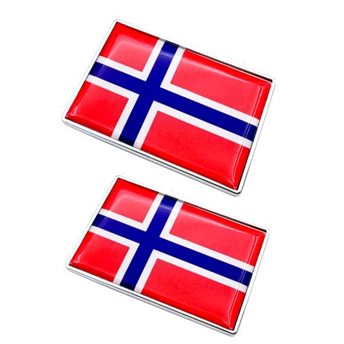 LLBFHH 2 Pcs 3D Norway Norwegian Flag Metal Car Stickers Chrome Decals,2.3 x 1.6 Inch Metal Truck Stickers,Patriotic Car Motorcycle Emblem.