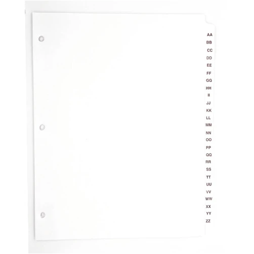 Generic Premium AA-ZZ Legal Index Tab Dividers for 3 Ring Exhibit Binders