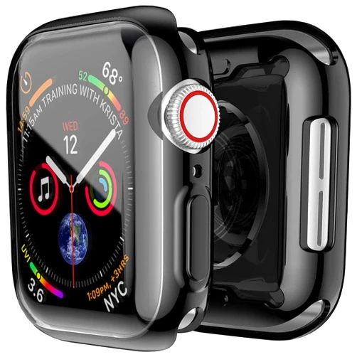 Smiling [2 Pack] Case with Built in TPU Screen Protector Compatible with Apple Watch Series 6/ SE/Series 5/ Series 4 44mm, Overall Protective Case Ultra-Thin Bumper Protective Cover-Black
