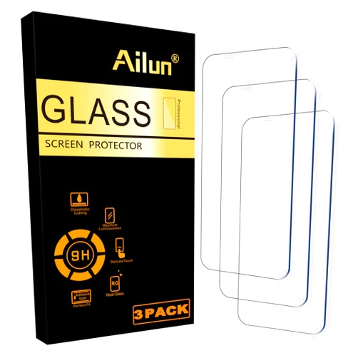 Ailun Screen Protector for iPhone 16 / iPhone 15 / iPhone 15 Pro [6.1 Inch] Display 3 Pack Tempered Glass, Dynamic Island Compatible, Case Friendly [Not for iPhone 16 Pro 6.3 Inch].