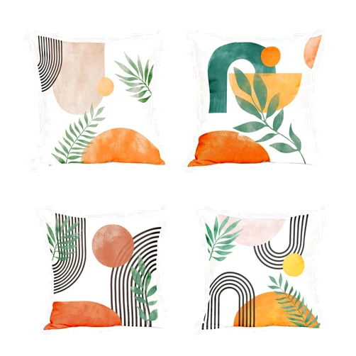DZGlobal Mid Century Modern Throw Pillows Covers Abstract Boho Pillow Covers Geometric Minimalist Decorative Pillowcase 18x18 Set of 4 for Couch Home Sofa Bedroom