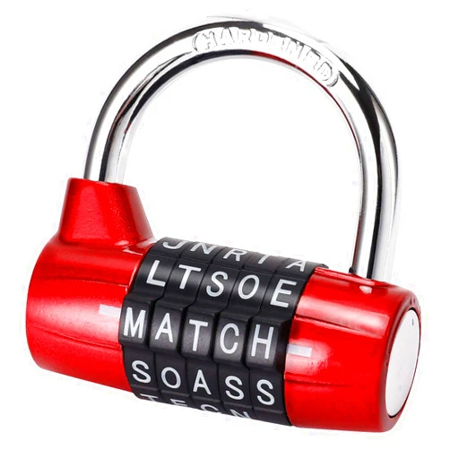 Cluckyu Gym Locker Lock,5 Letter Heavy Duty Alloy Padlock Password Sturdy Security Padlock-Easy to Set Your Own Keyless Resettable Combo-Red