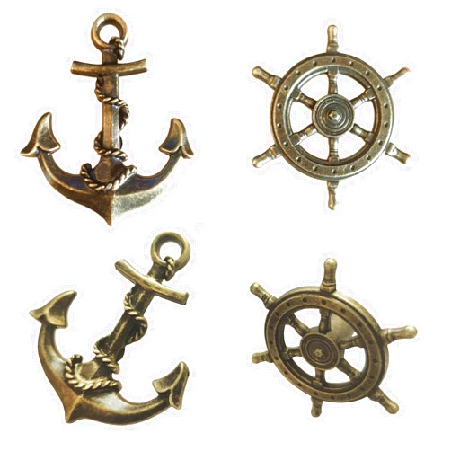 Aimoye Antique Bronze Kitchen Cabinet Knobs Pull - Anchor Rudder Drawer Knobs Furniture Pulls,Antique Brushed Gold Knobs,Nautical Sea Theme Home Decor Drawer Dresser Handles Knobs