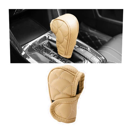 Bittwee Car Gear Shift Cover, Waterproof PU Leather Manual/Automatic Automotive Gear Stick Shift Knob Rod Dust Cover Protector with Velcro, Vehicle Interior Accessories