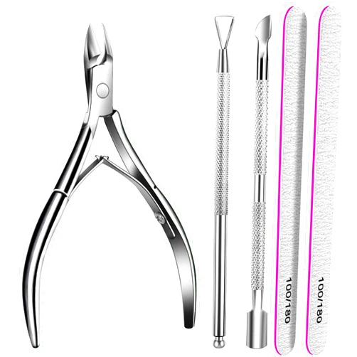 Teenitor Cuticle Remover with Cuticle Pusher and Cuticle Cutter, Cuticle Trimmer Cuticle Nippers Nail Clippers for Women, Pedicure Tools for Fingernails Toenails