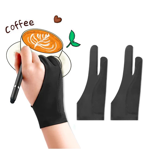 Auskang Digital Drawing Glove 2 Pack for Drawing Tablet, iPad,Sketching Art Glove with Two Fingers for Right Hand and Left Hand (Small)