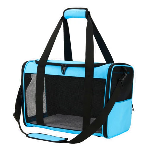 Echohana Pet Carrier Cat Carrier Soft Airline Approved for 2 Cats,Dog Carrier for Small Dogs under 15Lbs,Collapsible Cat Carrier with Upgrade Zippers for Puppy and Kittens(Medium Blue)