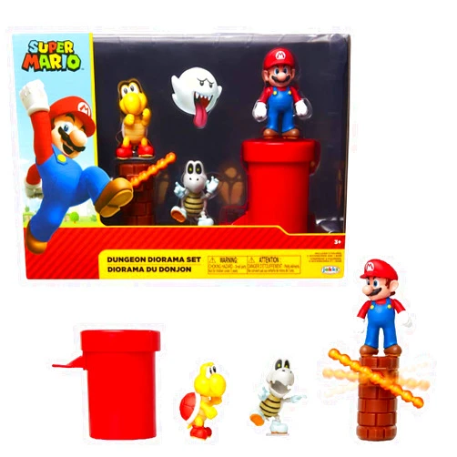 SUPER MARIO Nintendo Dungeon 2.5” Figure Multipack Diorama Set with Accessories
