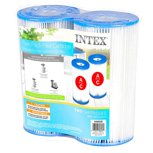 Intex 29002E Type A Pool Filter Cartridge Filter Pumps – Easy-to-Clean – Dacron Paper – Efficient Filtration – Two Pack