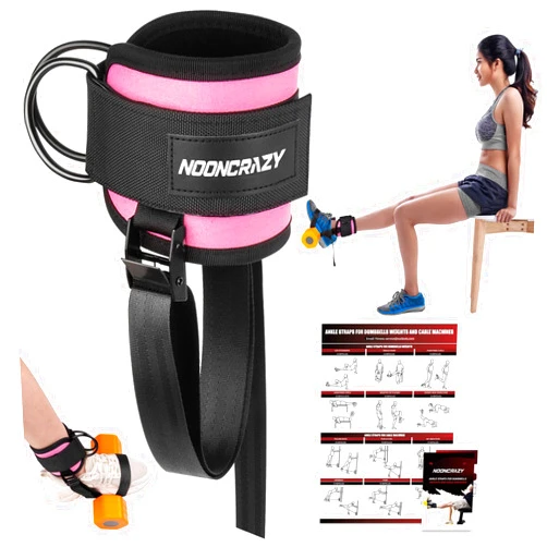 Nooncrazy Ankle Straps for Dumbbell and Cable Machine, Monkey Feet Dumbbell Attachment with Longer Stronger Nylon Strap, Tibialis Trainer, Leg Extensions, Hamstring curls for Women and Men