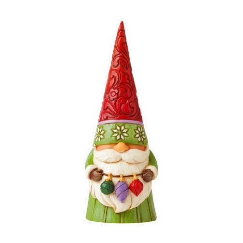 Enesco Jim Shore Heartwood Creek Christmas Gnome Holding Ornaments Figurine, 5.31 Inch, Multicolor Green