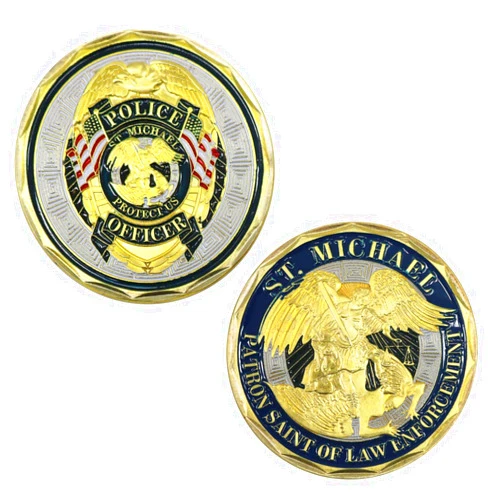 HillSpring St. Michael Police Officers Challenge Coin,Patron Saint of Law Enforcement Prayer Coins