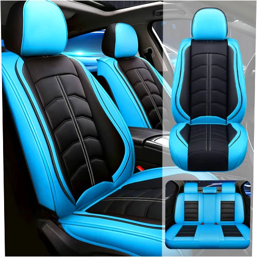 JARMAY Car Seat Cover for Toyota FJ Cruiser 2007-2014, Durable Wear Resistant Waterproof Seat Cover, Breathable No Odor Premium Leather Vehicle Interior Accessories.(Standard 5 Seats,Black Blue)