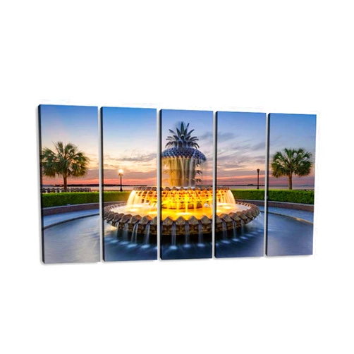 UVRKQYOSGKB Large Canvas Print 5 Panels Art Wall Painting at Waterfront Park Stretched Framed Wall Poster Picture on Canvas Home Decor - 60x32 Inch Total