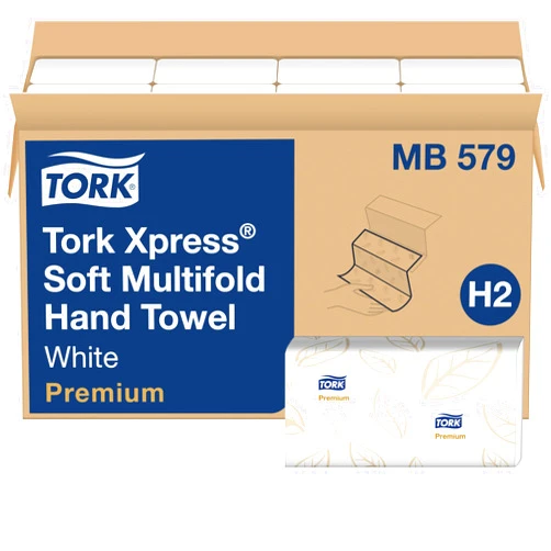 Tork Premium MB579 Soft Xpress Multifold Paper Hand Towel, 3-Panel, 2-Ply, 9.125