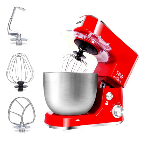 CUSIMAX Stand Mixer, 5-QT Stainless Steel Bowl Food Mixer, Tilt-Head Kitchen Electric Mixer with Dough Hook, Mixing Beater and Whisk, Splash Guard, Red