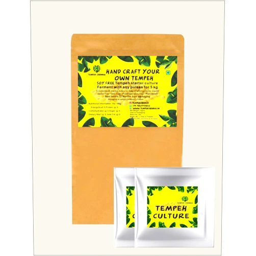 TEMPEHSTATION Non-Soy(Soy Free) Tempeh Culture 20 GMS(Pack of 2 Total 10 sachets) /Tempeh Starter Culture | Makes 5 Kilograms of Soy Tempeh| Activity in Kitchen|Use Any pulses to Make Your tempeh