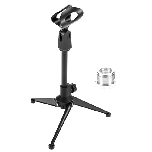 QWORK Desk Mic Stand, Foldable Desktop Microphone Tripod Stand, with 5/8