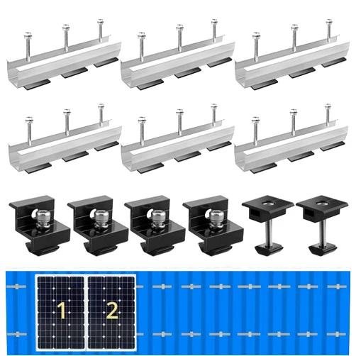 Anbte 6Pcs Solar Panel Bracket Kit 30mm/35mm, Aluminium Mounting Rail Include 4 End Clamps 2 Center Clamps Z Bracket Solar Panel Mounting Brackets for Metal Roof, Tin Roof, Flat Roof, Sheet Roof
