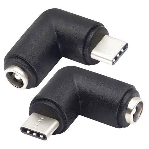 AAOTOKK 90 Degree Type C USB Male to DC 5.5x2.1mm Female Connector DC Barrel Jack Power Adapter Type C USB 5V Connector for Type C USB Charging Device (2Pack/Type C)
