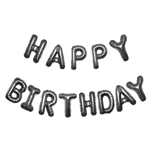 Endea Group Black Happy Birthday Banner Balloons 16 Inch Letters - Inflatable Foil Mylar - Birthday Party Event Decorations For Kids and Adults Birthday Celebrations (Black)