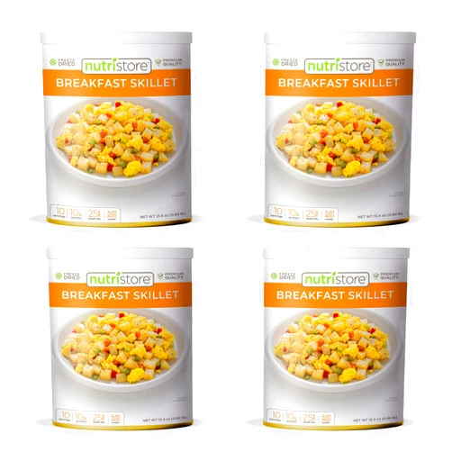 Nutristore | Freeze-Dried Breakfast Skillet | Emergency Survival Bulk Food Storage Meal | Perfect for Everyday Quick Meals and Long-Term Storage | 25 Year Shelf Life (4-Pack)