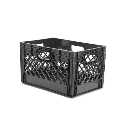 JEZERO Milk Crate for Household Storage: The Ultimate Storage Tote for Groceries, Garages, Kayaking & Outdoor, Stackable Storage | Black, Rectangle, Single, 13
