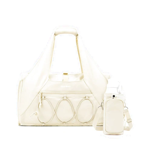 BAGSMART Gym Bag for Women, Lightweight Duffel with Shoe Compartment, Weekender with Wet Pocket, Workout Yoga Tote, Cream