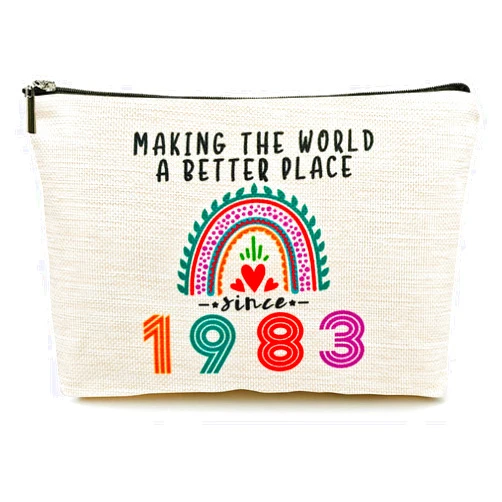Suemetic 42nd Birthday Gifts Women Makeup Bag, Happy 42nd Birthday Decorations Woman, Best 42 Year Old Birthday Gifts Ideas for Her, Mom, Wife, Sister, Mothers Day, 1983 Anniversary Party Favors, Christmas