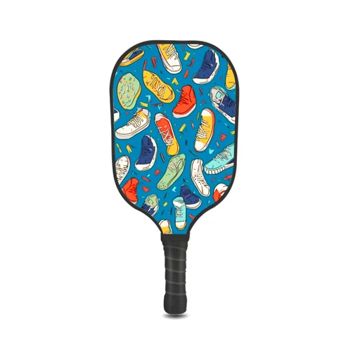 SHENCANG BLUE Pickleball Paddles with Designer Tile Type Shoes zz-Art cc4 Pattern Custom Made Honeycomb Polymer Core & Comfort Grip Set with 2 Pickleball Rackets 4 Pickle Balls 1 Carry Bag