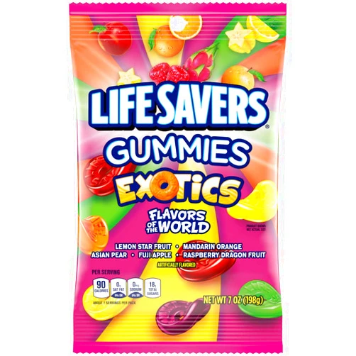 LIFE SAVERS Exotics Gummy Candy, 7 oz Bag