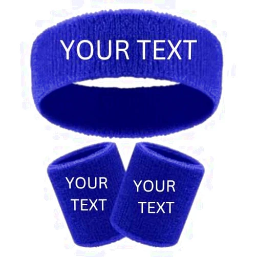 Handmade Custom sport Headband & sweatband set -Custom Text or Design on Headbands - Wristbands. Perfect for gym,yoga,football, baseball