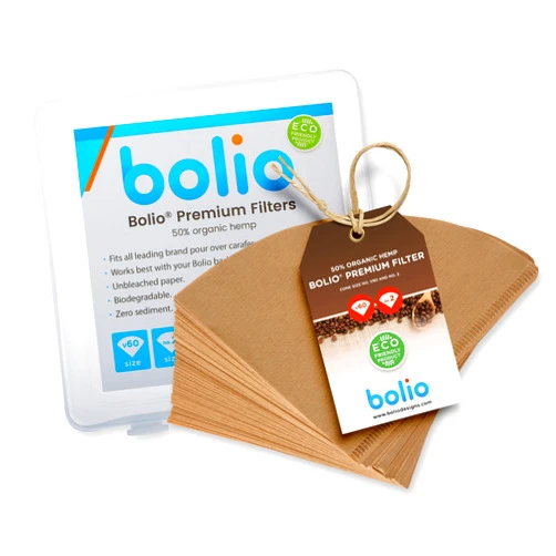 Bolio Premium Unbleached Hemp V60 Paper Cone Coffee Filters – 100 Count - Fits all no.2 size Chemex, Bodum, Hario Cone Coffee Drippers- 100% Biodegradable & Zero Sediment by Bolio (Pack 100 - Reusable box)