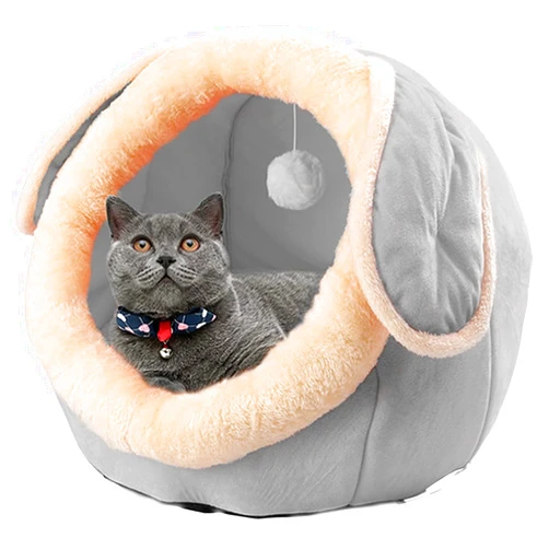 ShellKingdom Cat Bed for Indoor Cats, Cat House Furniture for Pet Kitten Tent Cave, Cute Dog Beds for Puppy Medium Dogs with Removable Washable Soft Cushioned Pillow (Grey)