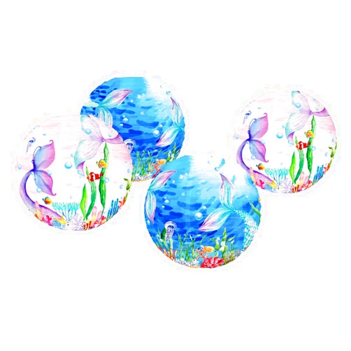 Cadpkler 4PCS Mermaid Paper Lanterns - Mermaid and Sea Themed hanging paper lantern -Perfect for Birthday Parties, Party Decorations, Bedroom Decorations and More