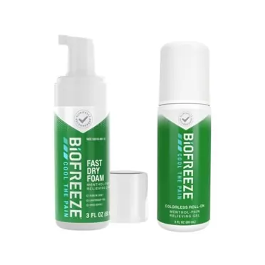 Biofreeze Roll-On Pain-Relieving Gel 3 FL OZ, Colorless, and Menthol Pain Relieving Foam 3 FL OZ Powerful Topical Pain Reliever (Package May Vary)