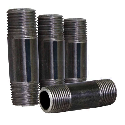 Supply Giant SupplyGiant 1/2 x 7 Inch Steel Black Pipe (4-Pack), Heavy Duty Industrial Malleable Steel Pipes, 1/2'' x 7'' Pre Cut Threaded Pipe Nipple Great For All DIY Furniture Projects And Black Pipe Shelving