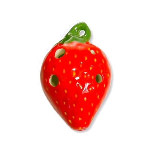 Focalink 4 Hole Pendant Ocarina - Strawberry Design - Ceramic -Soprano F – Necklace Flute - Focalink - Perfect Travel Companion – Jewelry You Can Play – Free Scales, Songs and Instructions